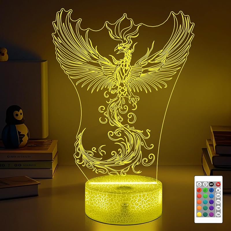 Lámpara Nocturna 3D Phoenix con Control Remoto 16 Colores