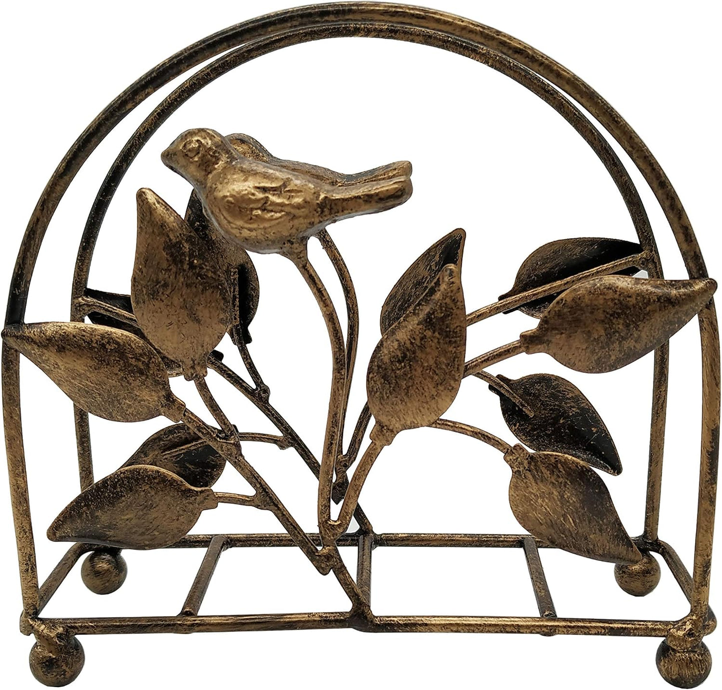 Servilletero hierro fundido bronce forma pájaro y árbol