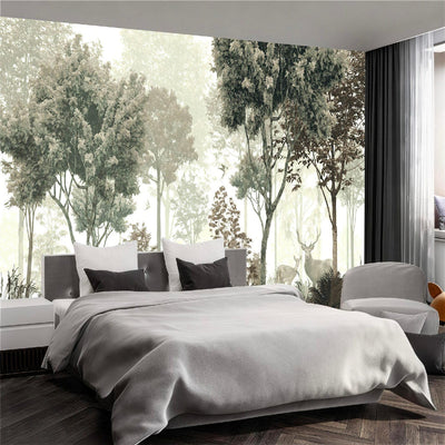 Mural pared bosque zen 137x96pulg decoración oficina
