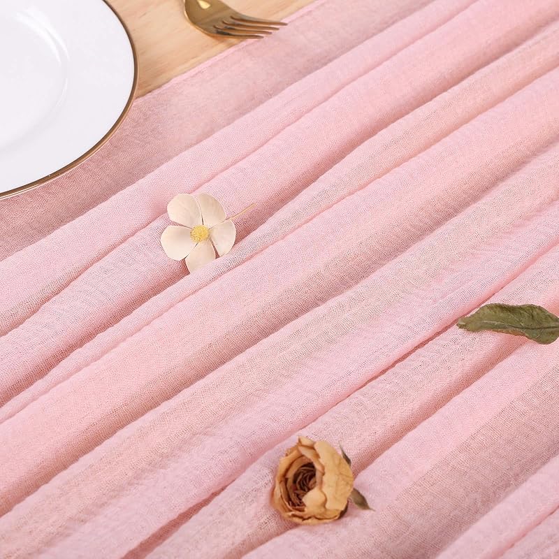 Camino mesa estopilla rosa claro 10ft 32x120pulg decoración boho
