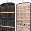 Organiz. joyas colgante con 10 bolsas y rollo almacenamiento
