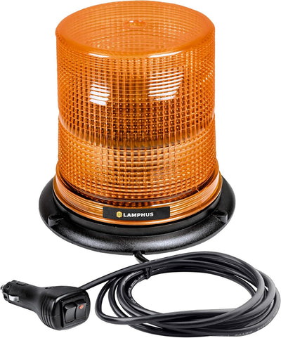 Luz baliza estroboscópica LED ámbar 12-24V 12W imán techo
