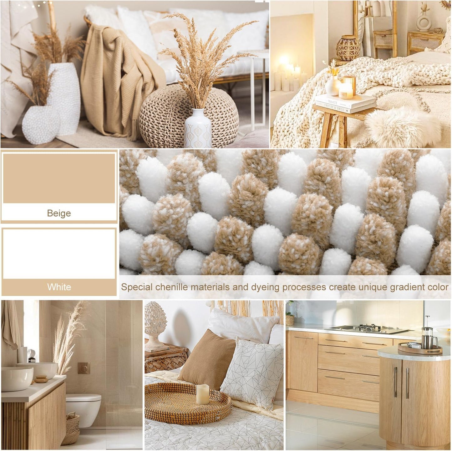Set 2 tapetes baño felpilla gruesa antiderrap beige