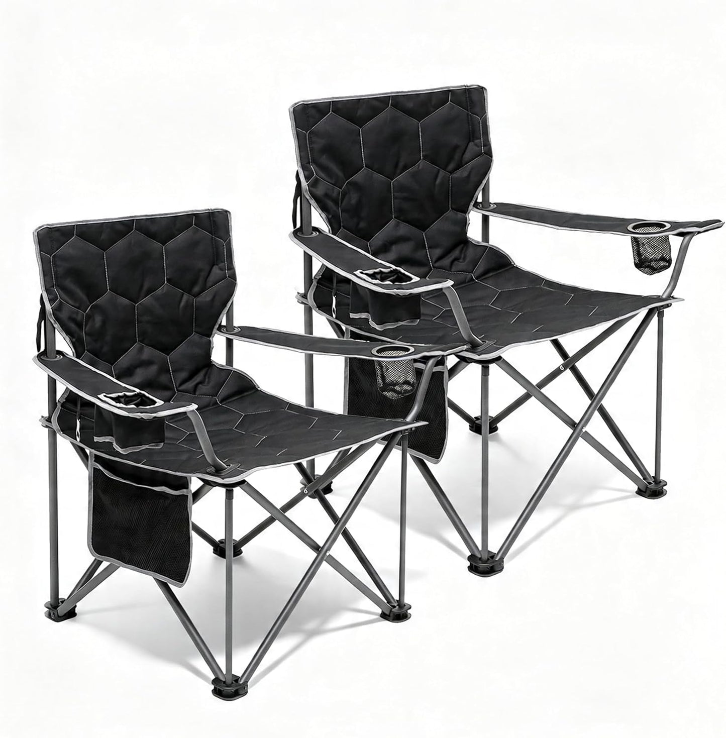 Silla camping plegable 2 Pzas resistente 500lb negro