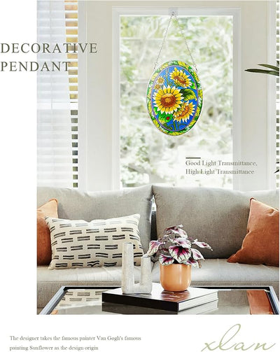 Atrapasoles ovalados de girasol colgante decorativo 6.5x8.5pulg