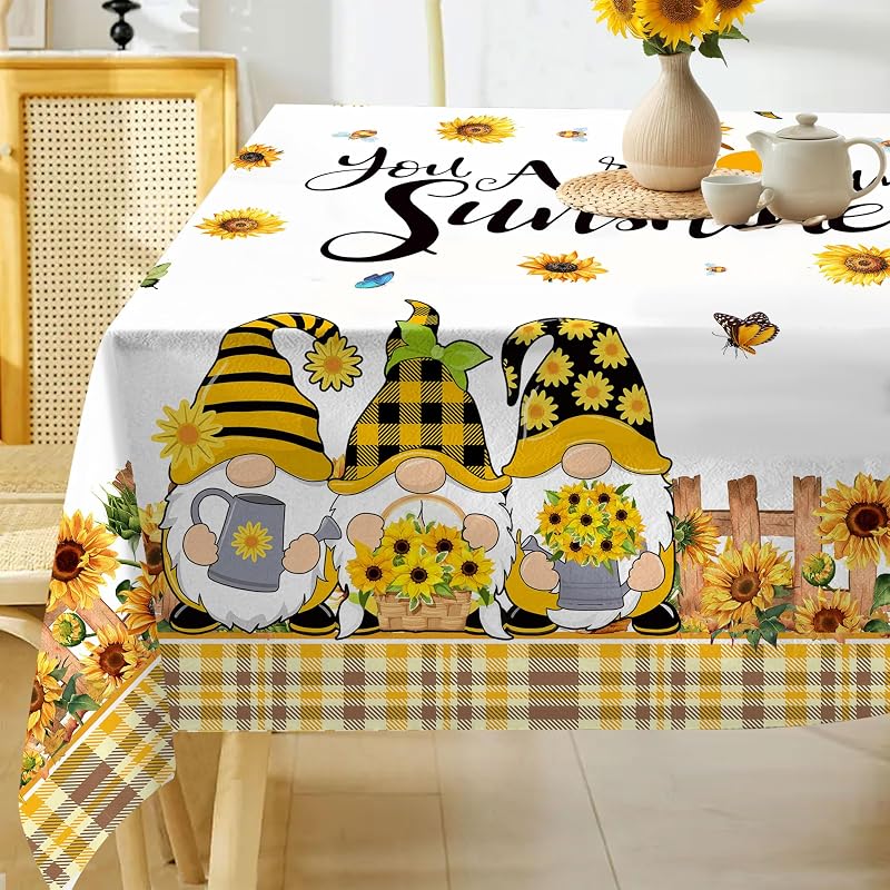 Mantel rectangular 60x84pulg girasol You are My Sunshine Gnomes