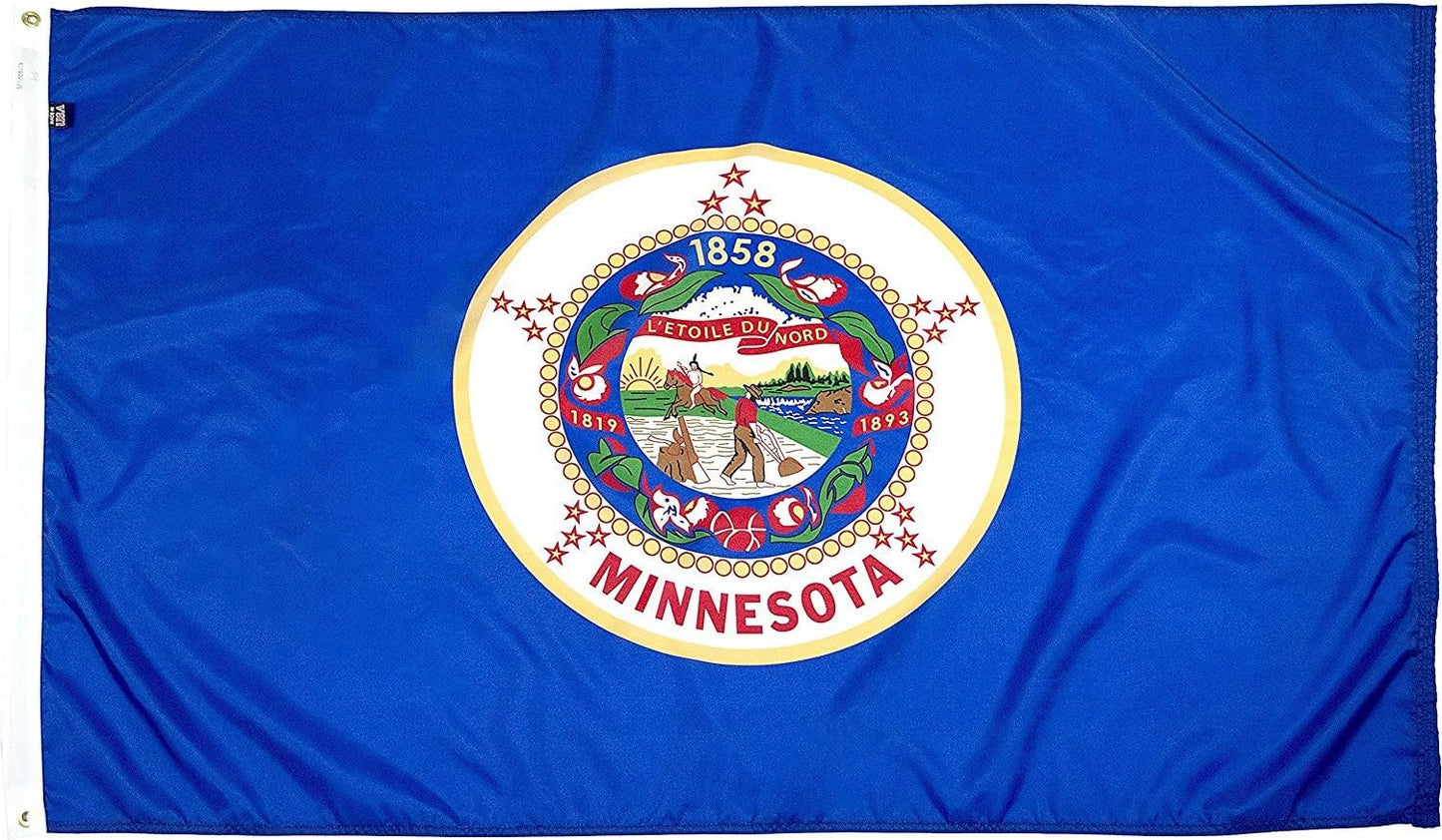 Bandera Minnesota nailon 4x6ft fabricada EE.UU.