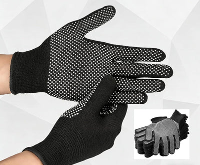 6 Pzas Guantes Trabajo Antiderrapante Algodón Elástico Negro