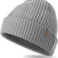 Gorro lana merino unisex punto liso puños suave cálido