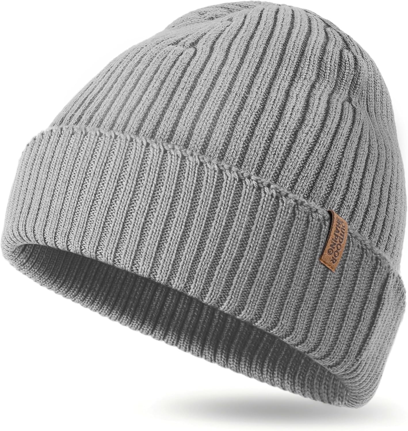 Gorro lana merino unisex punto liso puños suave cálido