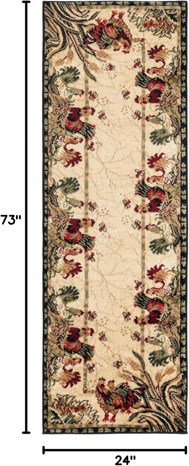 Alfombra área granja 2x6ft 1" color crema/negro