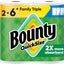 Toallas de papel Bounty blancas tamaño rápido 2 rollos triples familiares