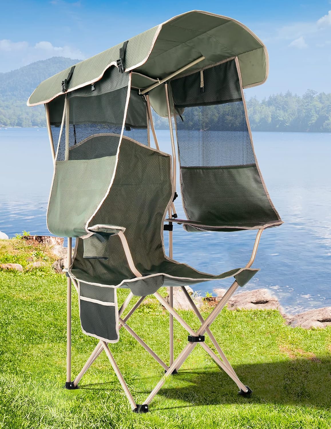 Silla camping con calefacción 3 niveles plegable soporta