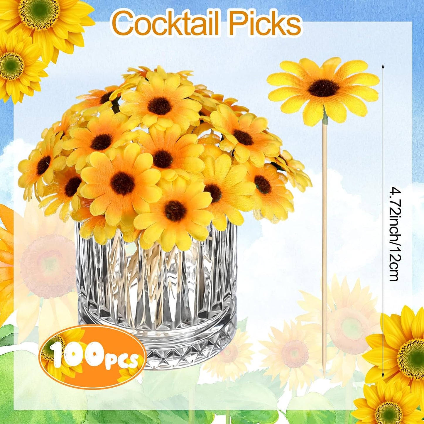 100 Palillos Bambú 4.7pulg para Aperitivos Bodas y Festividades