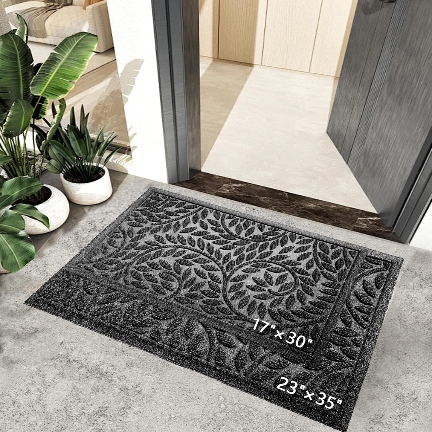 Tapete puerta negro 17x30" antiderrap goma