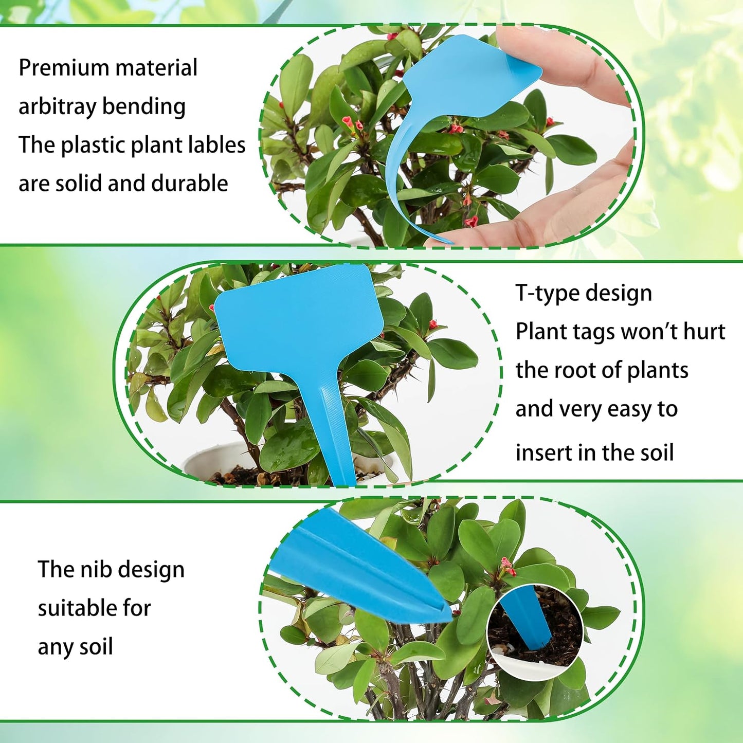 Etiquetas plástico para plantas jardín impermeables 200uds