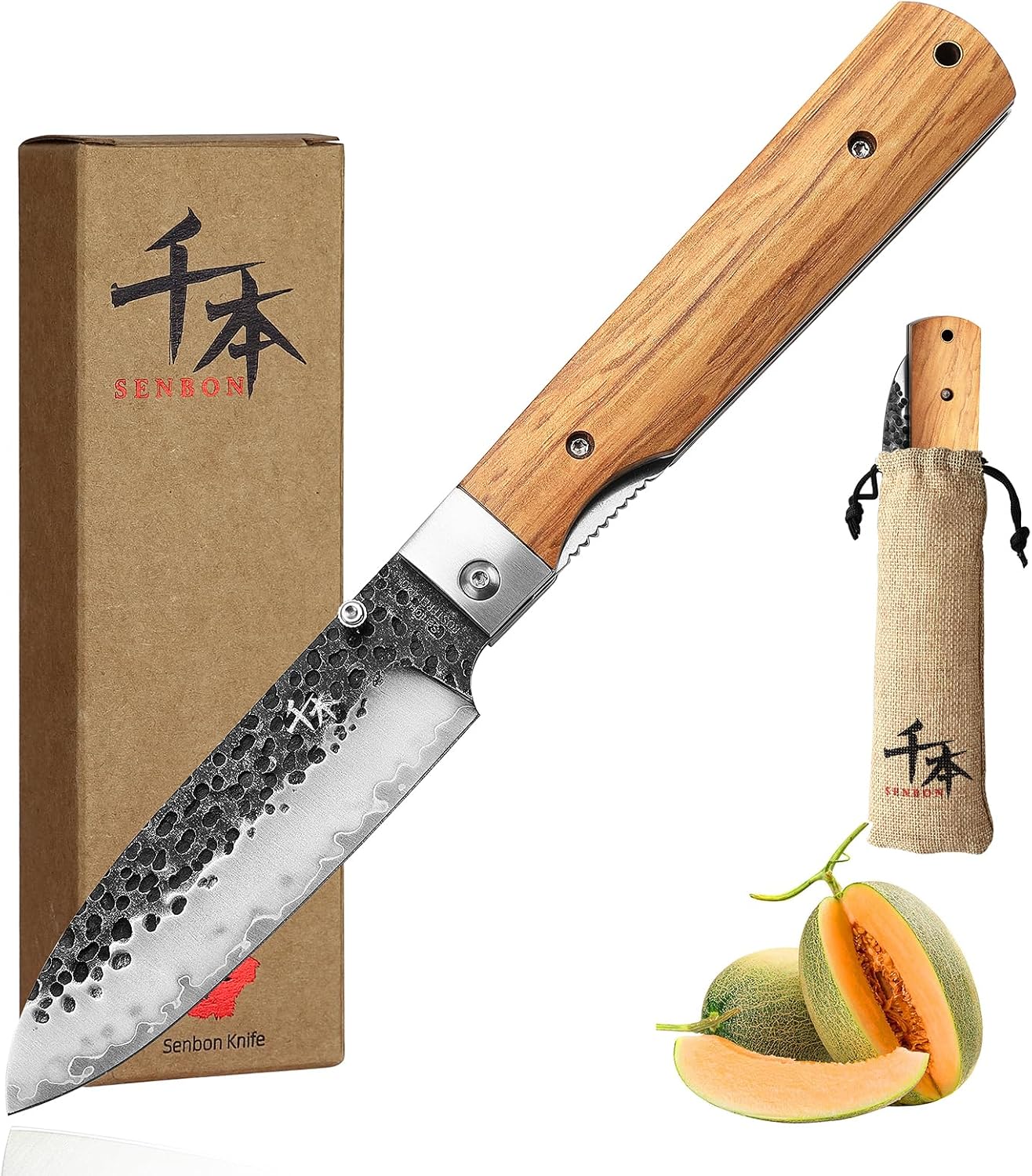 Cuchillo utilidad plegable acero inox 440A mango oliva camping