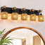 Lámpara de tocador 5 luces estilo rústico madera mimbre