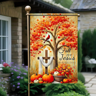 Bandera jardín otoño para Jesús 12x18pulg doble cara calabazas