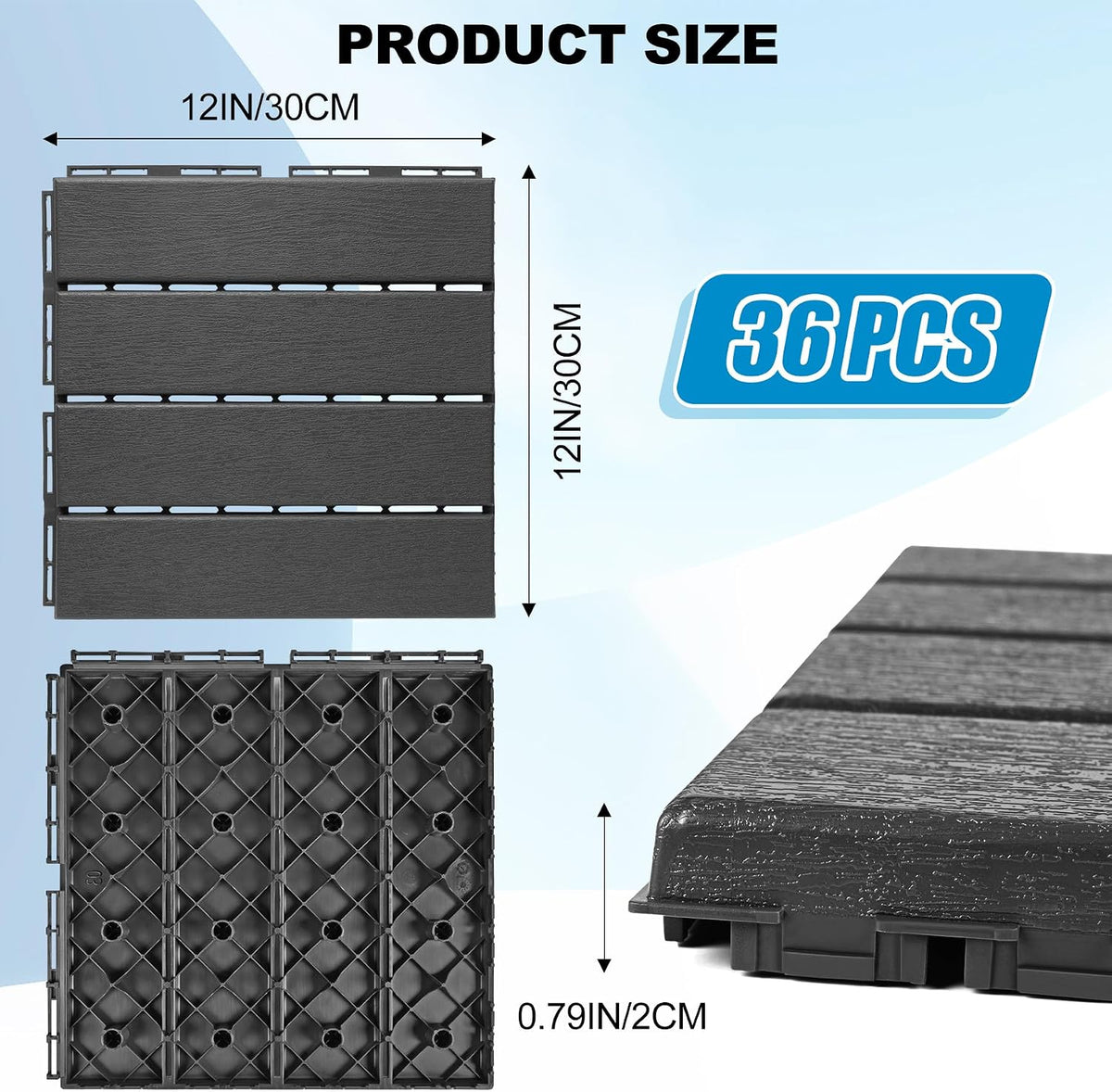Azulejos plástico 12x12pulg pack 36 impermeables