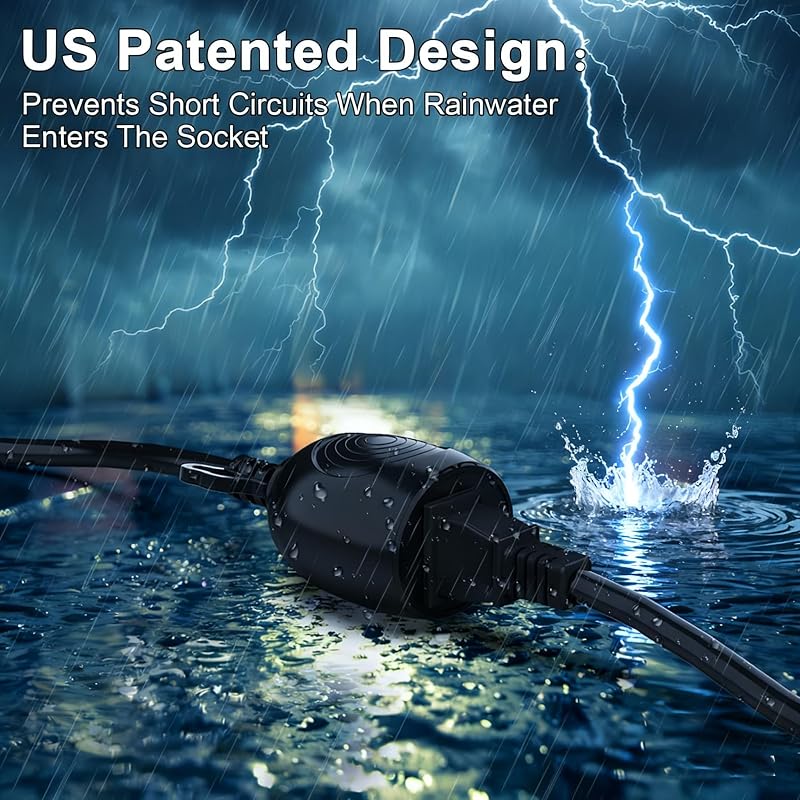 Cable extensión exterior IPX6 50ft 18AWG 125V 10A FCC/ETL