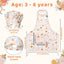 Set 4 Delantales Infantil con Gorro Chef Estampado Floral Ajustable