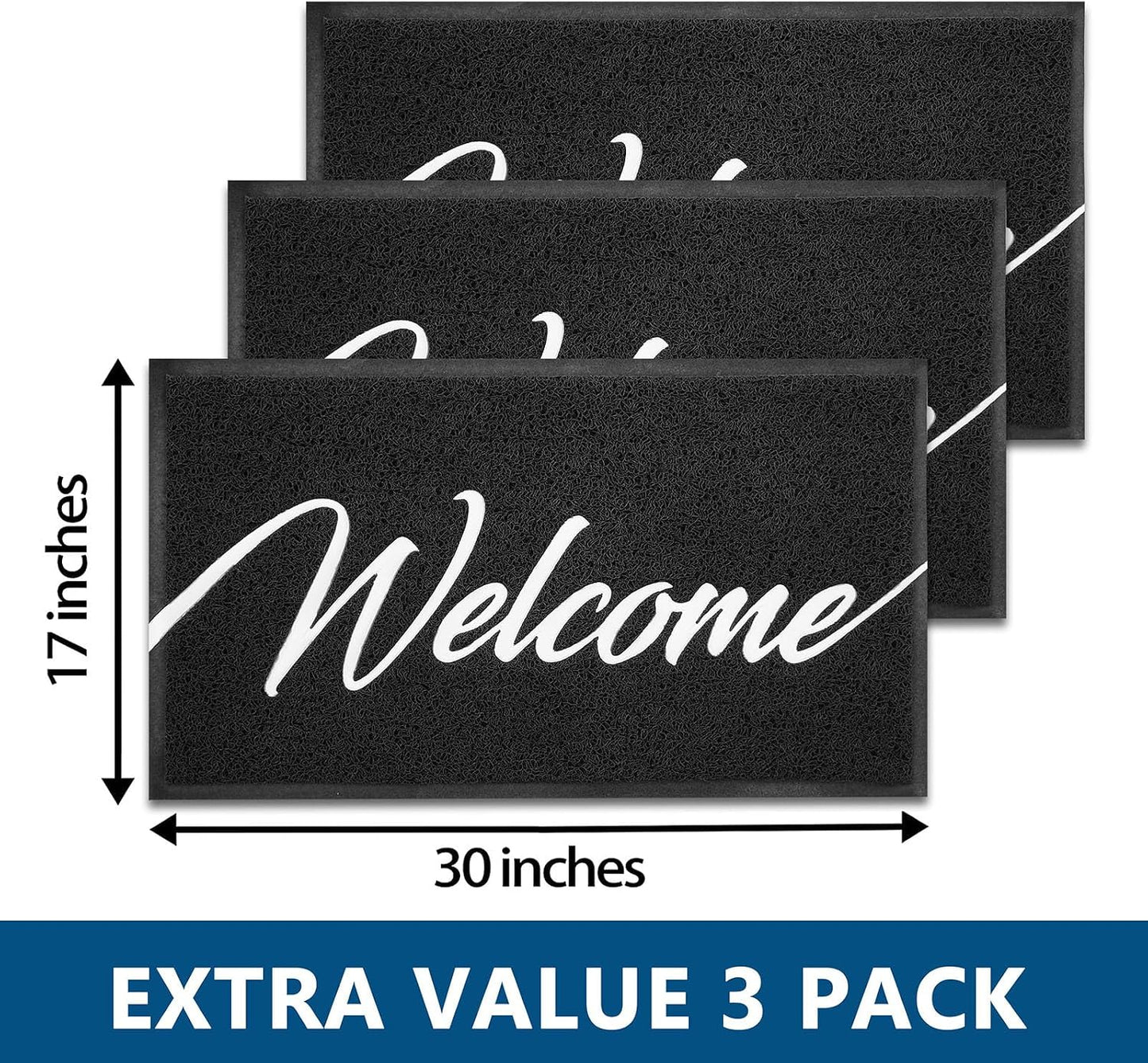 Set 3 Alfombras Puerta 30x17.5" Antiderrapante Absorbente