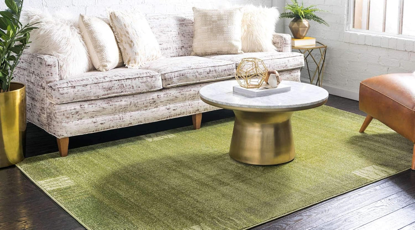 Alfombra rectangular verde claro/marfil 2'2"x3'1"