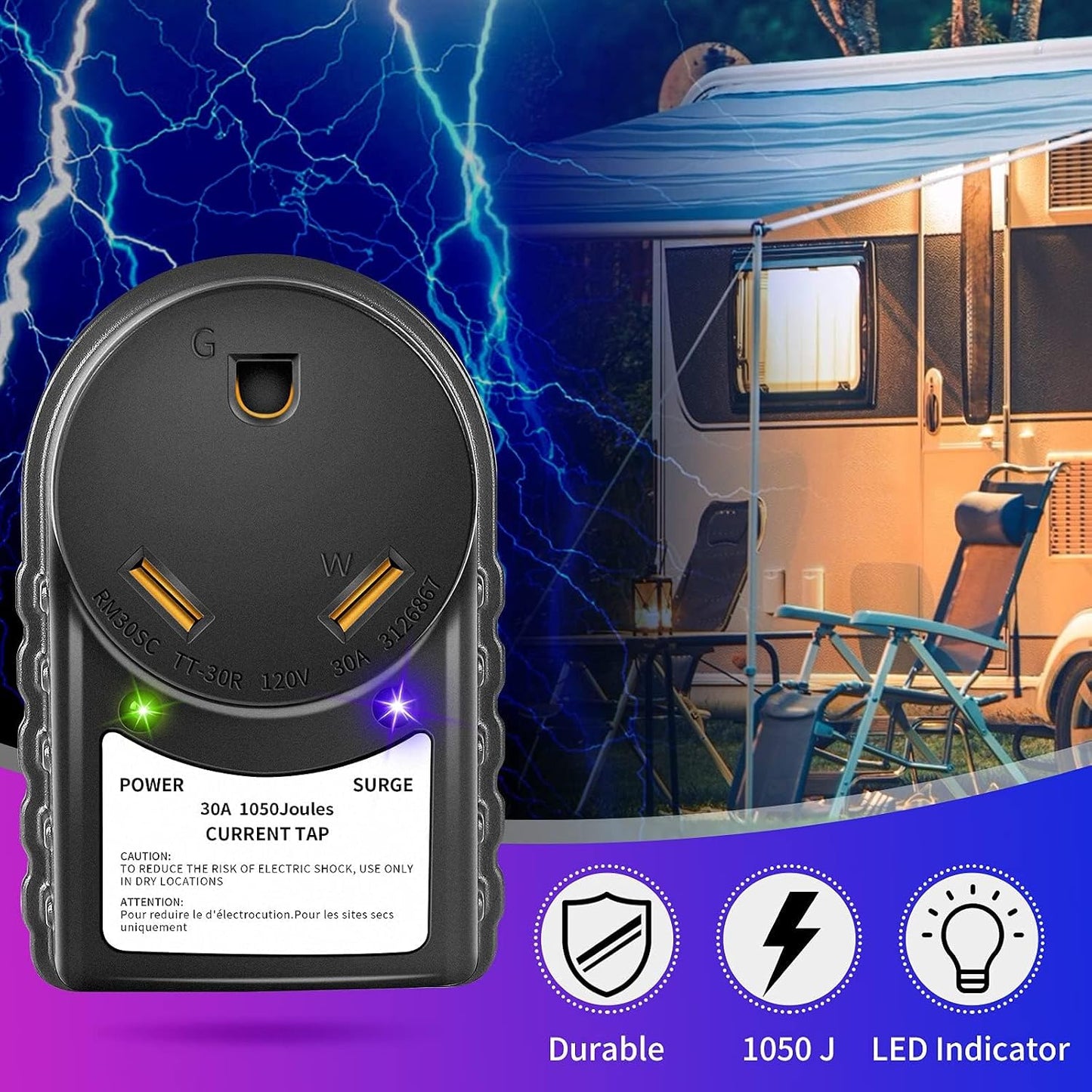 Probador circuito sobretensión RV 30A 1050J con LED Nema
