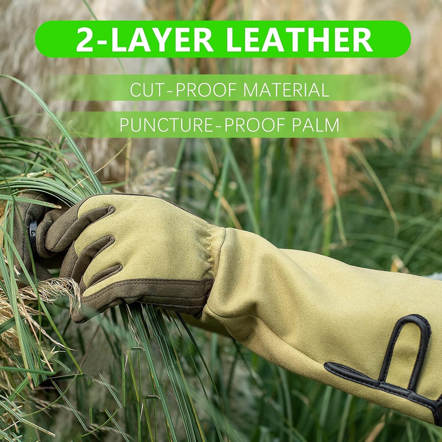Guantes jardinería antiespinas protección antebrazo