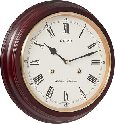 Reloj pared madera aliso campanillas dobles 12pulg marrón