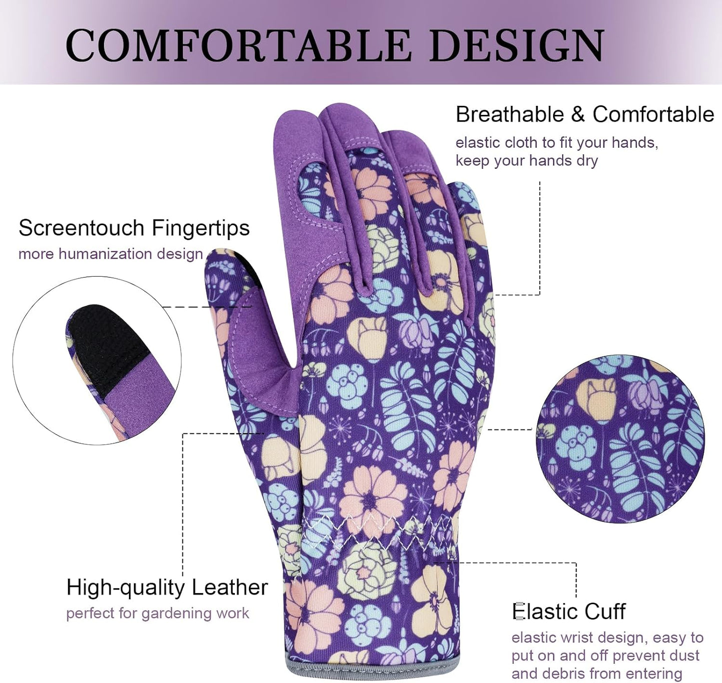 Guantes jardinería cuero mujer antiespinas tactil
