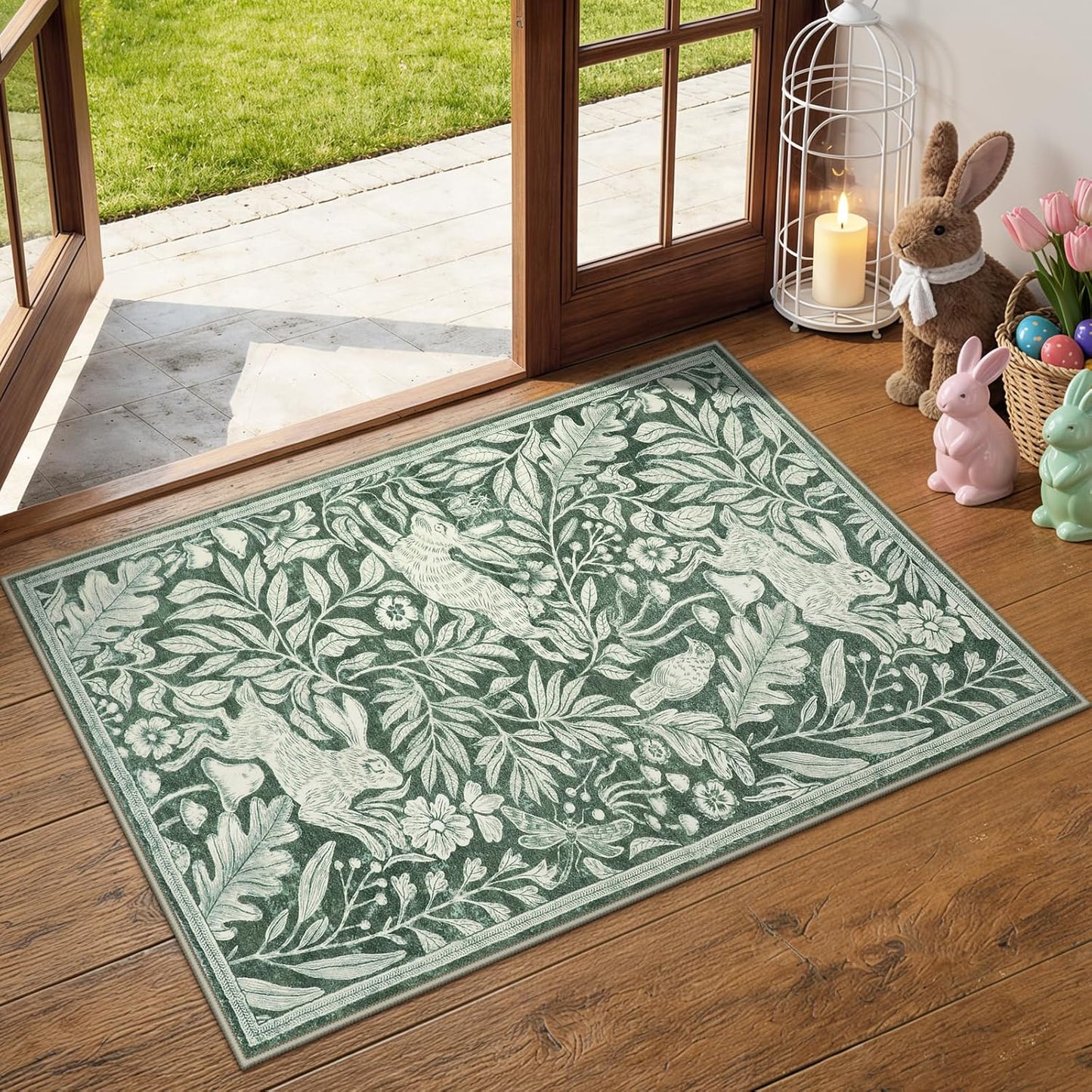 Alfombra baño 2x3ft estampado bosque color verde antiderrap