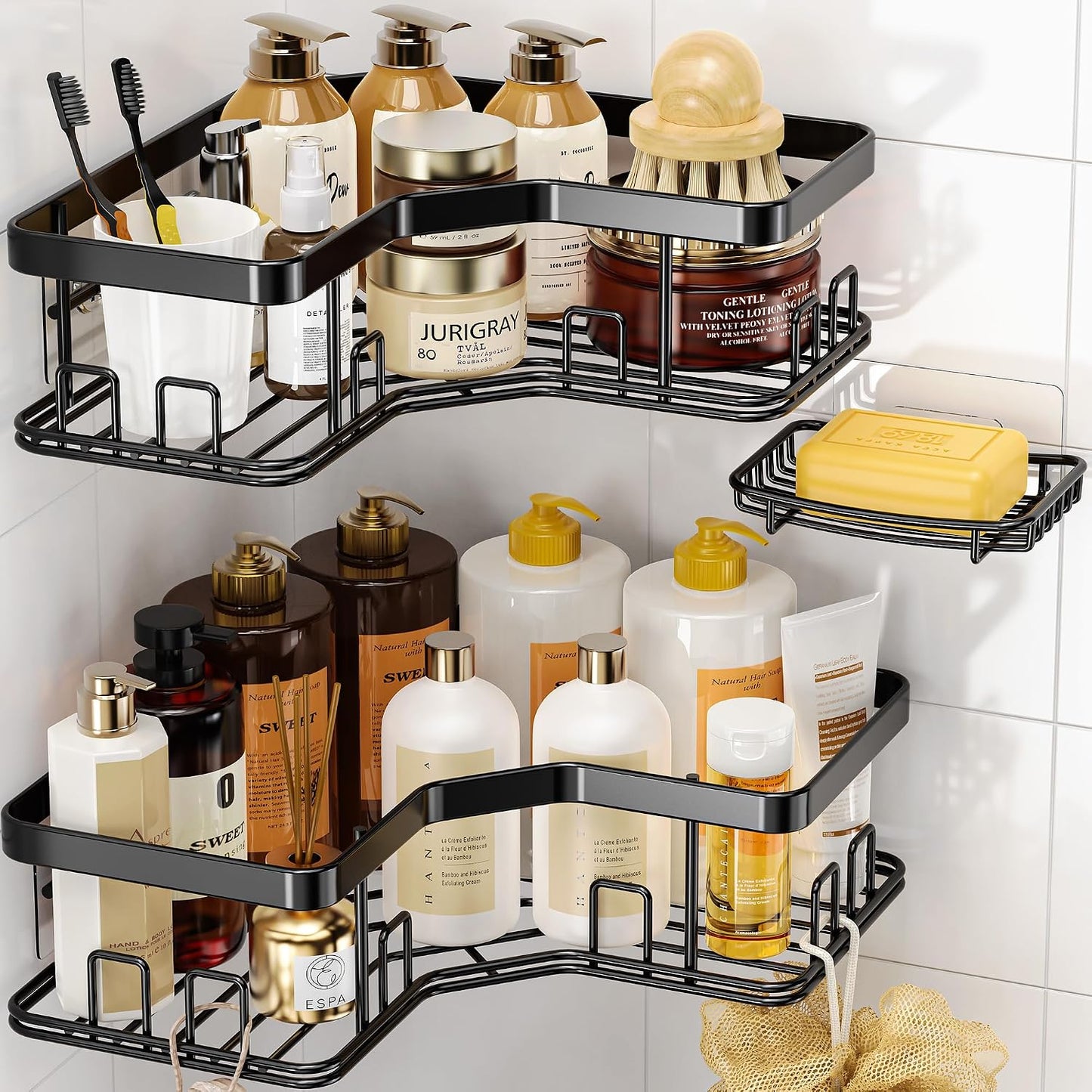 Pack 3 organizadores ducha esquina acero inox
