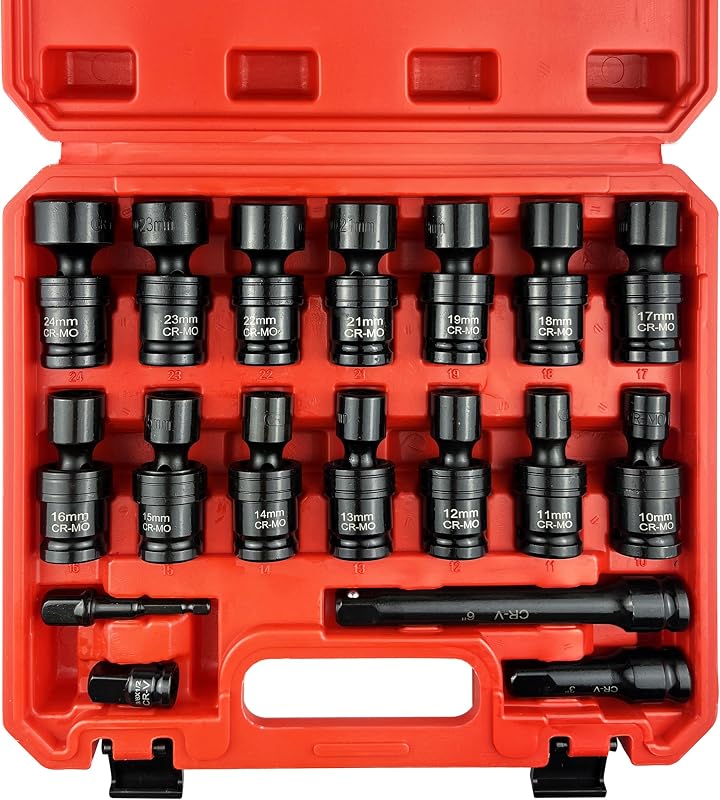 Set 18 Pzas Vasos Impacto Universal 1/2" CR-MO