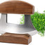 Cuchillo mezzaluna afilado con soporte de madera para ensaladas y verduras