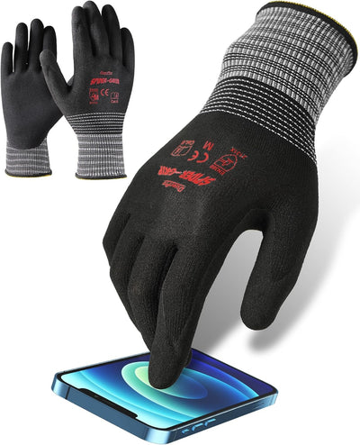 Guantes trabajo recubiertos para smartphone y construccion