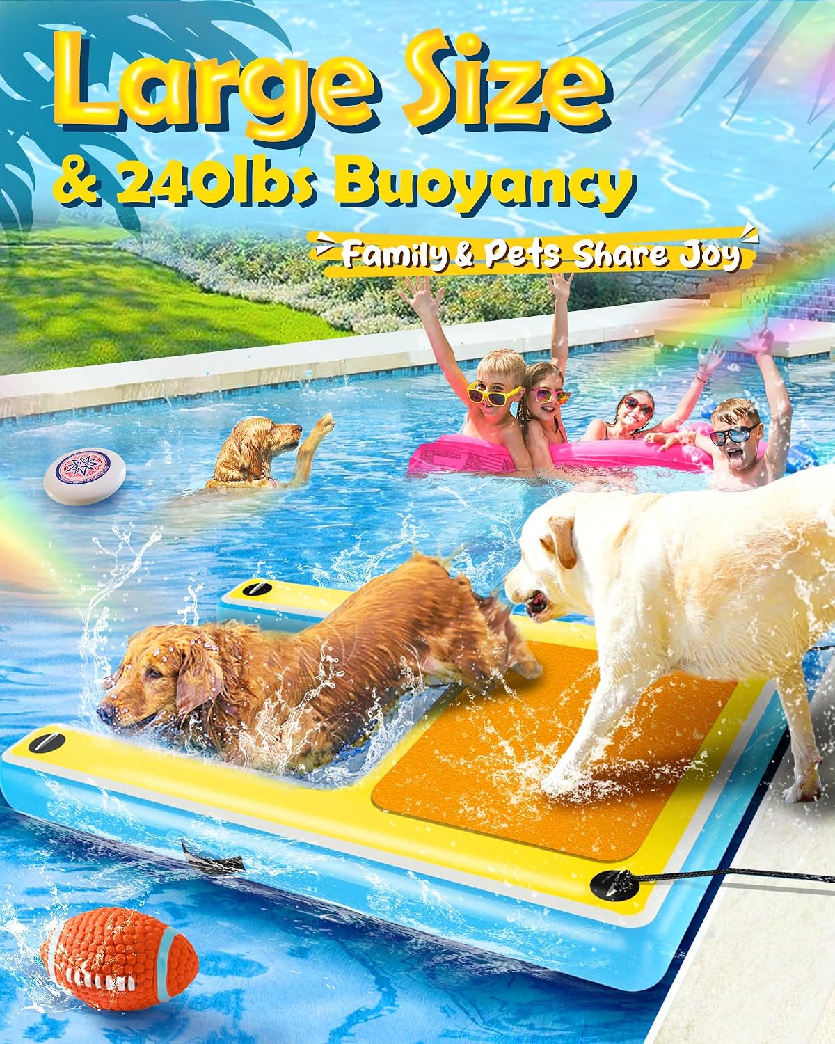 Rampa inflable antiderrap para perros barco piscina muelle