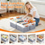 Cestas plegables tela asas cuero 14x10" set 6 blancas