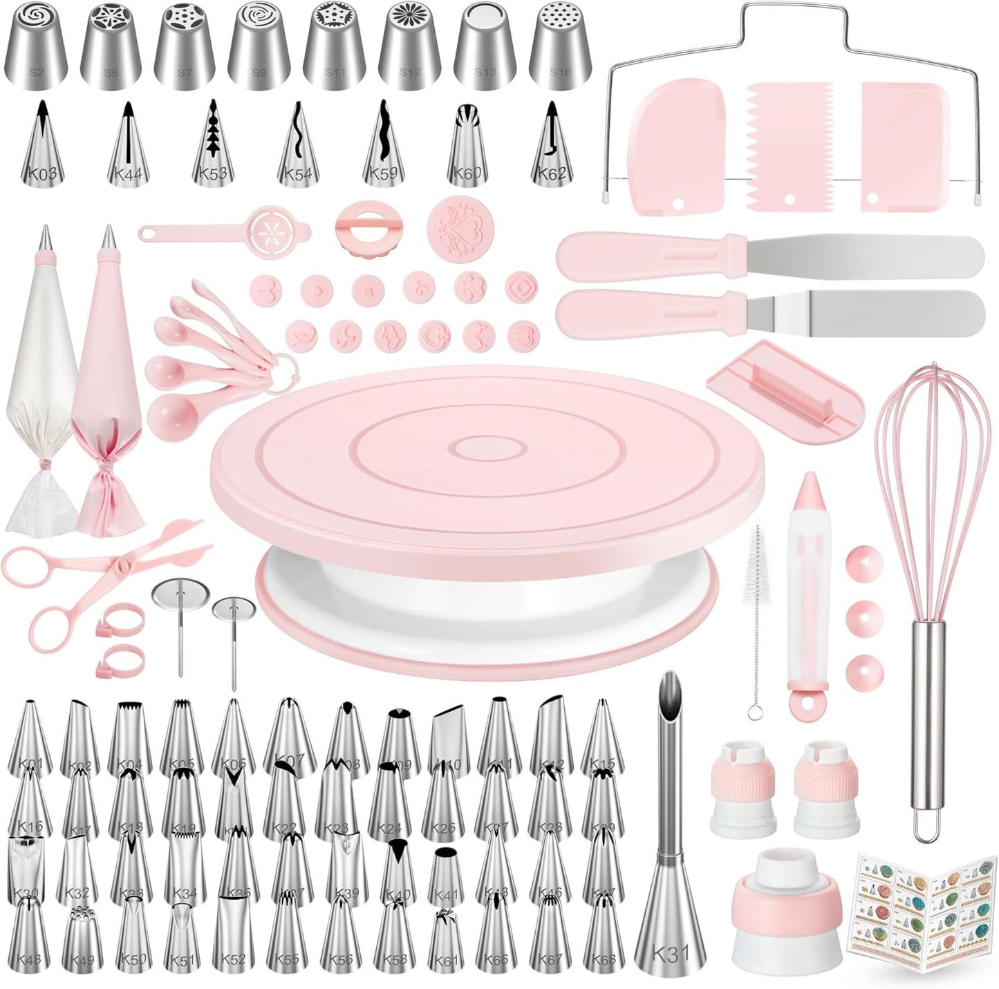 Kit decoración pasteles 158 pzas con soporte y 64 puntas glaseado