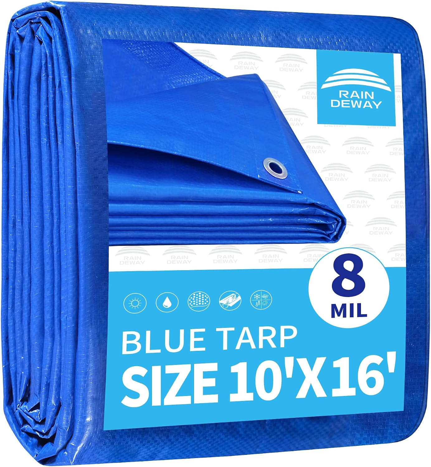Lona azul 10x16ft 8mil UV resistente con ojales