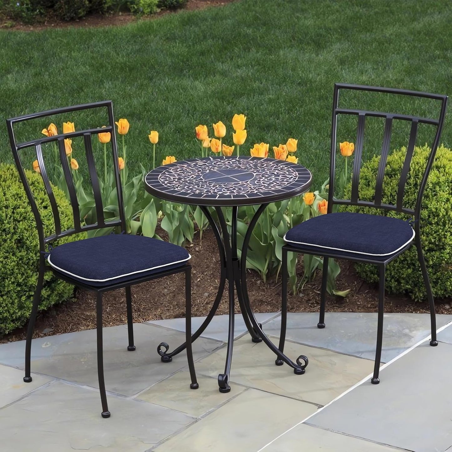 2 Pzas Cojines Silla Exterior 17x16pulg Redondos Repelente