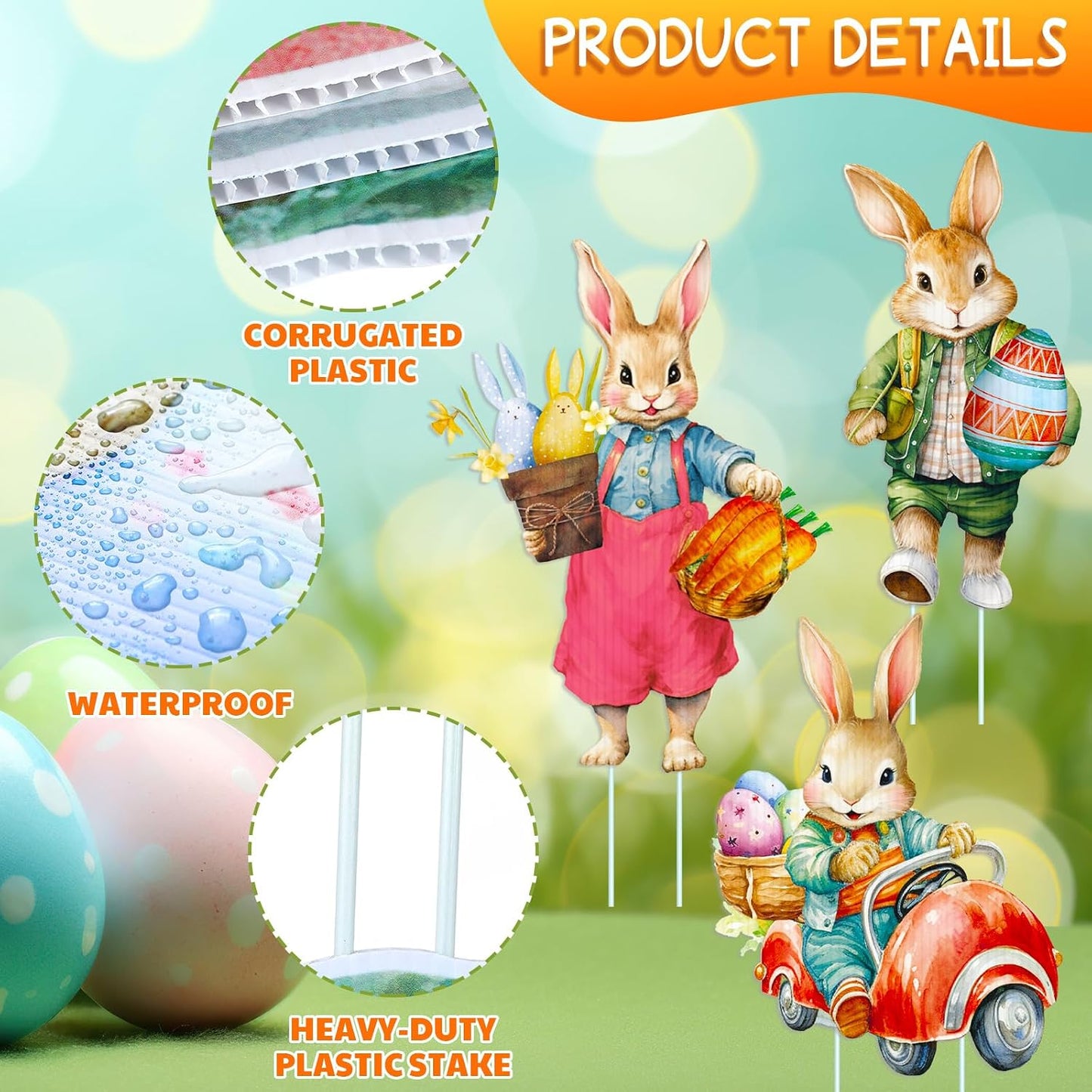 12 Letreros Pascua Conejito Plástico Decoración Exterior Jardín