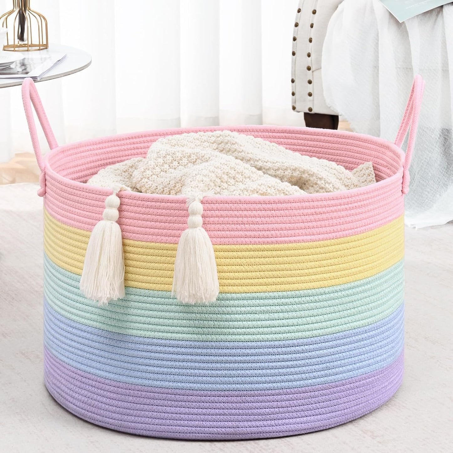 Cesta arcoíris 20x13pulg para juguetes perros