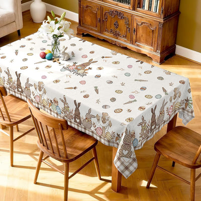 Mantel Pascua 84x60pulg poliéster beige cocina fiesta