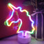 Letrero neón unicornio soporte USB o 3 pilas LED