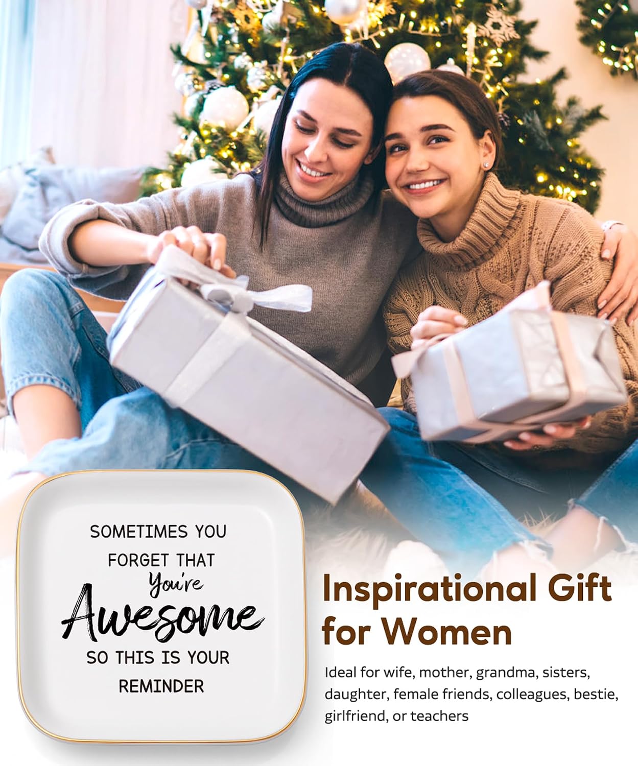 Plato regalo navideño para mujer y adolescente