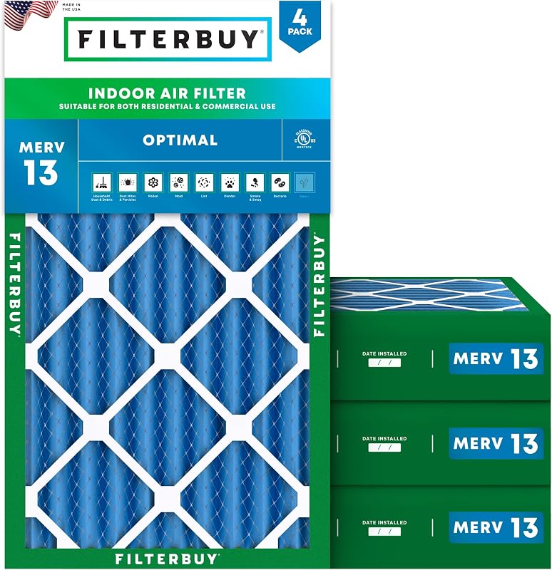 Filtro aire MERV 13 plisado HVAC 20x30x4 pack 4