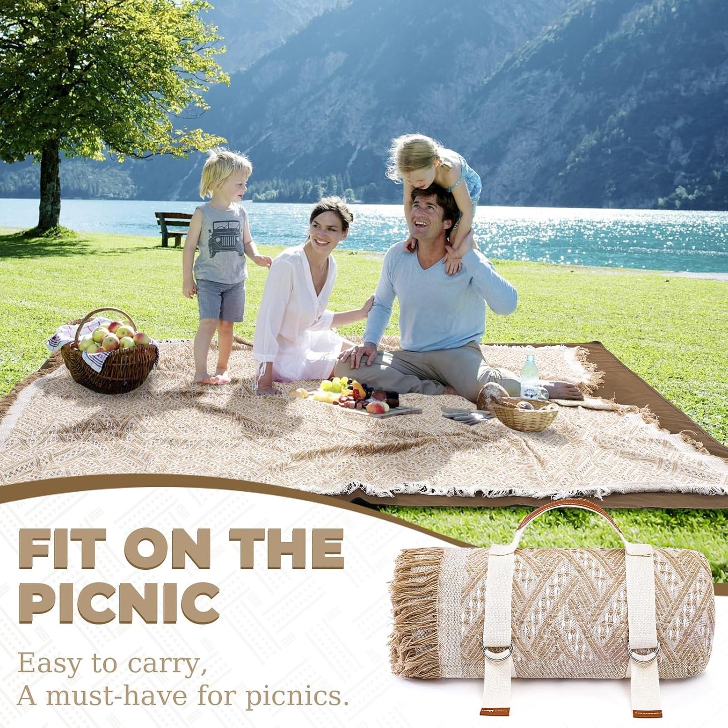 Alfombra 2en1 80x80" impermeable para picnic playa camping