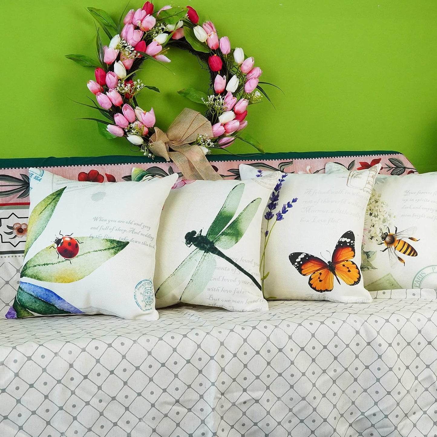 4 Pzas Fundas Almohada Decorativas 16x16" Jardín Patio
